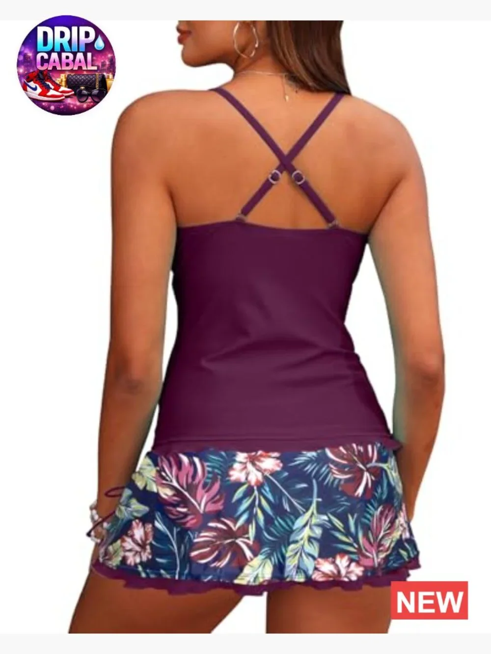 Women Tankini Swimsuits with Skirt - Two Piece Tummy Control Skirted Bathing